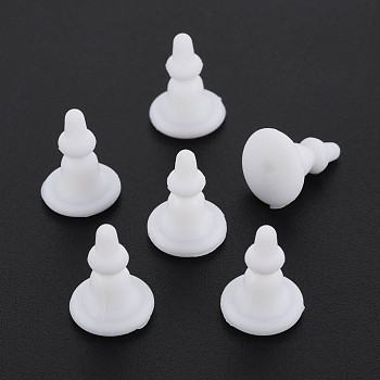 Silicone Ear Nuts, Earring Backs, for Stud Earring Making, White, 11x8x8mm, Hole: 0.7mm