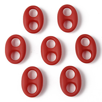 Rubberized Style Acrylic Links Connectors, Oval, Red, 32.5x22x10mm, Hole: 10x9.5mm