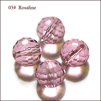 Imitation Austrian Crystal Beads, Grade AAA, Faceted(128 Facets), Round, Pink, 10mm, Hole: 0.9~1mm