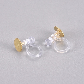 304 Stainless Steel and Plastic Clip-on Earring Findings, Golden, 9x12x6mm