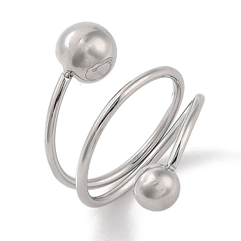 304 Stainless Steel Wire Wrap Spiral Cuff Rings for Women, Stainless Steel Color, Inner Diameter: 17mm