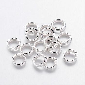 Iron Split Rings, Double Loops Jump Rings, Cadmium Free & Lead Free, Silver Color Plated, 4x1.4mm, about 3.3mm inner diameter, about 20000pcs/1000g