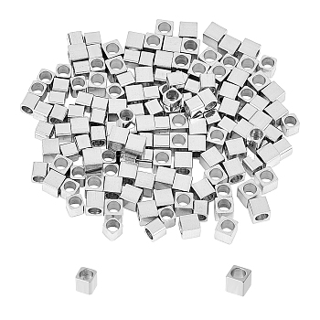 304 Stainless Steel Spacer Beads, Cube, Stainless Steel Color, 2.5x2.5x2.5mm, 3x3x3mm, Hole: 2mm, 160pcs/box