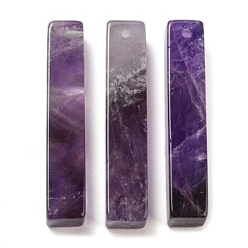 Natural Amethyst Pendants, Rectangle Charms, 38~41x7.5~8x7.5~8mm, Hole: 1.5mm