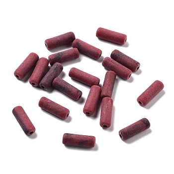 Opaque Acrylic Beads, Two Tone Frosted, Column, Old Rose, 13.5x4.7mm, Hole: 1.4mm