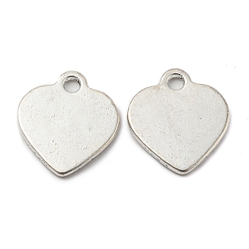 Tibetan Style Alloy Stamping Blank Tag Charms, Heart, Lead Free and Cadmium Free, Antique Silver, 15.5x14.5x1.5mm, Hole: 2mm