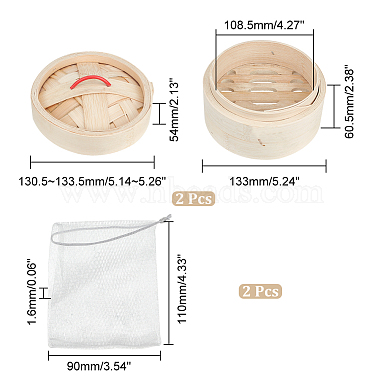 Round Bamboo Steamer Self-Draining Soap Box(AJEW-GA0005-86)-2