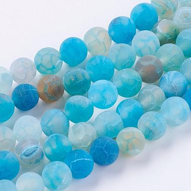 8mm DeepSkyBlue Round Effloresce Agate Beads