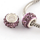 Polymer Clay Rhinestone European Large Hole Beads with Silver Color Plated Brass Cores(FPDL-R002-09)-1