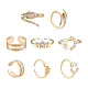 4Pcs 4 Style Snake & Smiling Face & Star Brass Cuff Rings for Her(RJEW-CW0001-01)-1