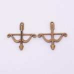 Alloy Pendants, Bow and Arrow, Cadmium Free & Lead Free, Antique Bronze, 25x26x3mm, Hole: 1.4mm(PALLOY-WH0076-43AB-RS)