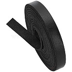 2M Flat Cowhide Beading Cord, Cowhide Leather, DIY Necklace Making Material, Black, 10.5x2mm(OCOR-WR0001-81)