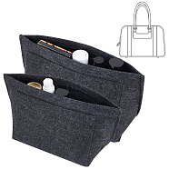 2Pcs 2 Style Felt Bag Organizer Insert, Makeup Storage Bag, Black, 21~26x13x17~20cm, 1pc/style(AJEW-GO0001-28B)