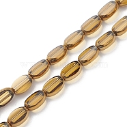 Electroplate Glass Beads Strands, Gold Plating, Oval, Brown, 7x4x3mm, Hole: 1mm, about 50pcs/strand, 13.31''(33.8cm)(EGLA-K015-12B)