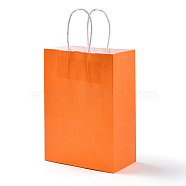 Pure Color Kraft Paper Bags, Gift Bags, Shopping Bags, with Paper Twine Handles, Rectangle, Dark Orange, 21x15x8cm(AJEW-G020-B-08)