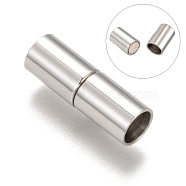 Column 304 Stainless Steel Magnetic Clasps with Glue-in Ends, Stainless Steel Color, 16x5mm, Hole: 4mm(STAS-I026-03)