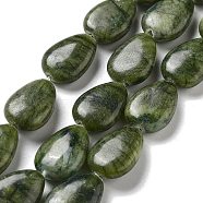 Natural Xinyi Jade/Chinese Southern Jade Beads Strands, Flat Teardrop, 17.5~18x13~13.5x6mm, Hole: 1.2~1.4mm, about 11pcs/strand, 7.56''(19.2cm)(G-P528-L12-01)