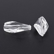 Transparent Clear Acrylic Faceted Teardrop Beads, 20x11x6mm(X-TACR-S078-01)
