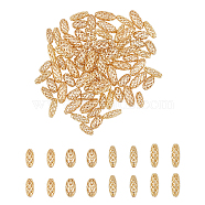 SUPERFINDINGS 80Pcs 4 Style Brass Beads, Long-Lasting Plated, Hollow Out, Rice, Real 24K Gold Plated, 8~11x4~5mm, Hole: 1.4~1.5mm, 20pcs/style(KK-FH0004-82)