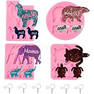 Olycraft DIY Animal Theme Keychain Making Kits, with Pendant Silicone Molds, Resin Casting Molds, Iron Keychain Ring and Iron Jump Rings, Pink, 99~120x
81~84x6~7mm(DIY-OC0001-52)