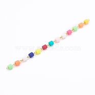 Handmade Polymer Clay Beaded Chain, Link Chain, with Brass Eye Pin, Quick Link Connector, for Bracelet Necklace Making, Colorful, 13x6mm, about 39.37 inch(1m)/strand(AJEW-JB00926-01)