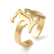 Rack Plating Brass Open Cuff Rings, Old English Initial Letter, Real 18K Gold Plated, Inner Diameter: 18mm(RJEW-M162-32G)