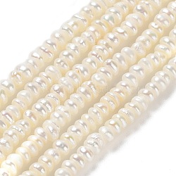 Natural Cultured Freshwater Pearl Beads Strands, Rondelle, Grade 4A+, Beige, 2.8~3.2x1.5~2.5mm, Hole: 0.6mm, about 175~178pcs/strand, 14.25~14.37 inch(36.2~36.5cm)(PEAR-J007-32)