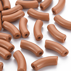 Opaque Acrylic Beads, Curved Tube, Chocolate, 36x13.5x11.5mm, Hole: 4mm, about 148pcs/500g(MACR-S372-001B-16-1439)
