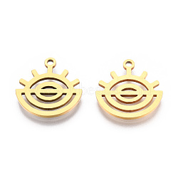 201 Stainless Steel Pendants, Outline Charms, Eye, Real 18K Gold Plated, 16x15.5x1mm, Hole: 1.4mm(STAS-N091-159LG)