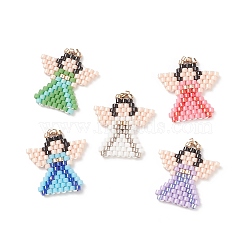Handmade Japanese Seed Beads, Loom Pattern, Angel, Mixed Color, 20.5x18.5x2mm(PALLOY-MZ00004)