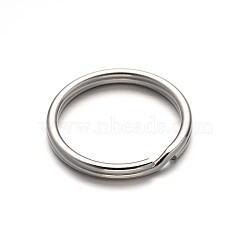 304 Stainless Steel Split Key Rings, Keychain Clasp Findings, Stainless Steel Color, 30x3mm(STAS-M216-07)