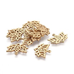 Tibetan Style Alloy Pendants, Lotus with Aum/Om Symbol, Lead Free & Nickel Free & Cadmium Free, Real 18K Gold Plated, Matte Gold Color, 16.5x20.5x1.5mm, Hole: 1mm(TIBE-S301-008MG-NR)