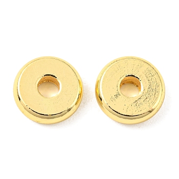 Brass Beads, Cadmium Free & Lead Free, Long-Lasting Plated, Disc, Real 18K Gold Plated, 7x2mm, Hole: 2mm