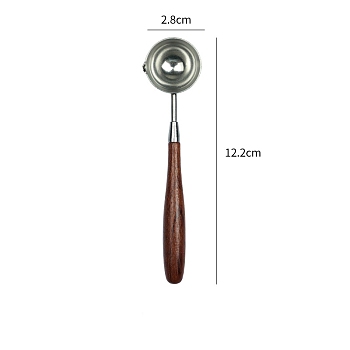 Stainless Steel Wax Sealing Stamp Melting Spoon, with Wooden Handle, for Wax Seal Stamp Melting Spoon Wedding Invitations Making, Stainless Steel Color, 122x28mm