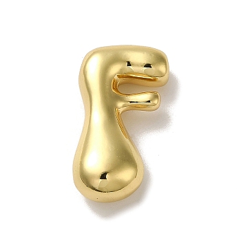 Rack Plating Brass Beads, Cadmium Free & Lead Free, Long-Lasting Plated, Real 18K Gold Plated, Letter F, 23x15x7mm, Hole: 2mm