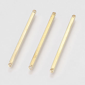 Brass Links, Bar, Golden, 40x2x2mm, Hole: 1mm