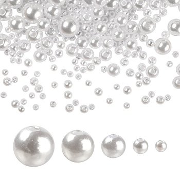 1700Pcs ABS Plastic Imitation Pearl Beads, Round, White, 1700pcs/set
