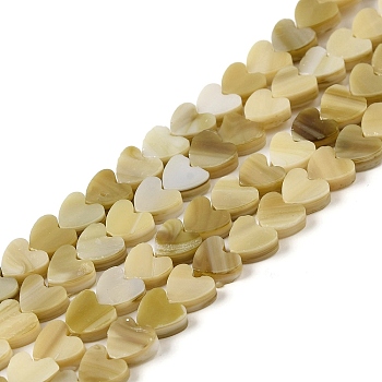 Handmade Lampwork Beads Strands, Heart, Olive, 6x6x2~2.5mm, Hole: 1mm, about 77pcs/strand, 15.75''~16.14''(40~41cm)