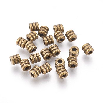 Tibetan Style Bead Spacers, Antique Bronze Color, Zinc Alloy Beads, Lead Free & Cadmium Free, Column, 4x4mm, Hole: 2mm