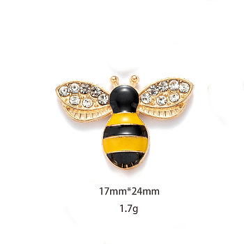 Alloy Enamel Pendants, Bees, Golden, Yellow, 17x24mm