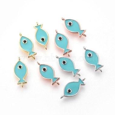 Mixed Color Turquoise Fish Brass+Enamel Links