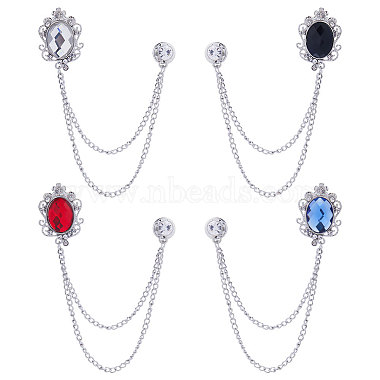 Mixed Color Alloy+Rhinestone Hanging Chain Brooch