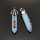 Yoga Chakra Jewelry Platinum Plated Brass Opalite Double Terminated Pointed Big Pendants(G-P053-19A)-1