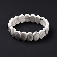 Natural Howlite Oval Beaded Stretch Bracelet, Gemstone Jewelry for Women, Inner Diameter: 2-1/8 inch(5.4~5.5cm)(G-E010-01Z)