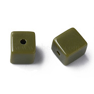 Opaque Acrylic Beads, Cube, Dark Olive Green, 10.5x9.5x9.5mm, Hole: 2mm, about 490pcs/500g(MACR-S373-148-A11)