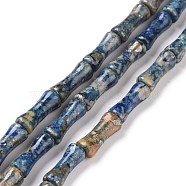 Natural Africa Pyrite Beads Strands, Dyed, Bamboo Stick, Marine Blue, 12x5mm, Hole: 0.5mm, about 34pcs/strand, 15.94''(40.5cm)(G-P475-02A)