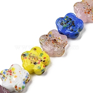 Handmade Lampwork Beads Strands, Flower, Colorful, 14~14.5x14~15x5mm, Hole: 1.5mm, about 25pcs/strand, 12.99''(33cm)(LAMP-R145-08)