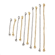 10Pcs 5 Size Ion Plating(IP) 304 Stainless Steel Chain Extender, End Chains with Lobster Claw Clasp, Real Gold Plated & Stainless Steel Color, 55~152mm, 2Pcs/size(STAS-E192-03GP)