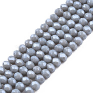 Electroplate Glass Beads Strands, Pearl Luster Plated, Faceted, Rondelle, Light Steel Blue, 3x2mm, Hole: 0.8mm, about 165~169pcs/strand, 15~16 inch(38~40cm)(EGLA-A034-P2mm-A16)
