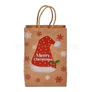 Christmas Theme Rectangle Paper Bags, with Handles, for Gift Bags and Shopping Bags, Hat, Bag: 8x15x21cm, Fold: 210x150x2mm(CARB-F011-01A)